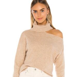 PAIGE Raundi Cold-Shoulder Sweater in Camel